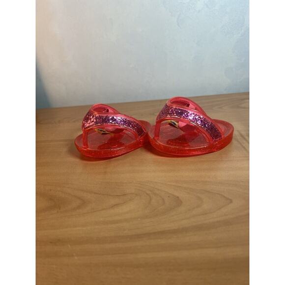 Build a Bear Pink Sparkly Jelly Flip Flops Shoe Sandals - Picture 2 of 5